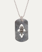 Fleur Cut Out Dagger Dog Tag Pendant on Ball Chain Necklace