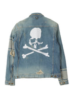 Distressed Jacquard Stripes Denim Jacket
