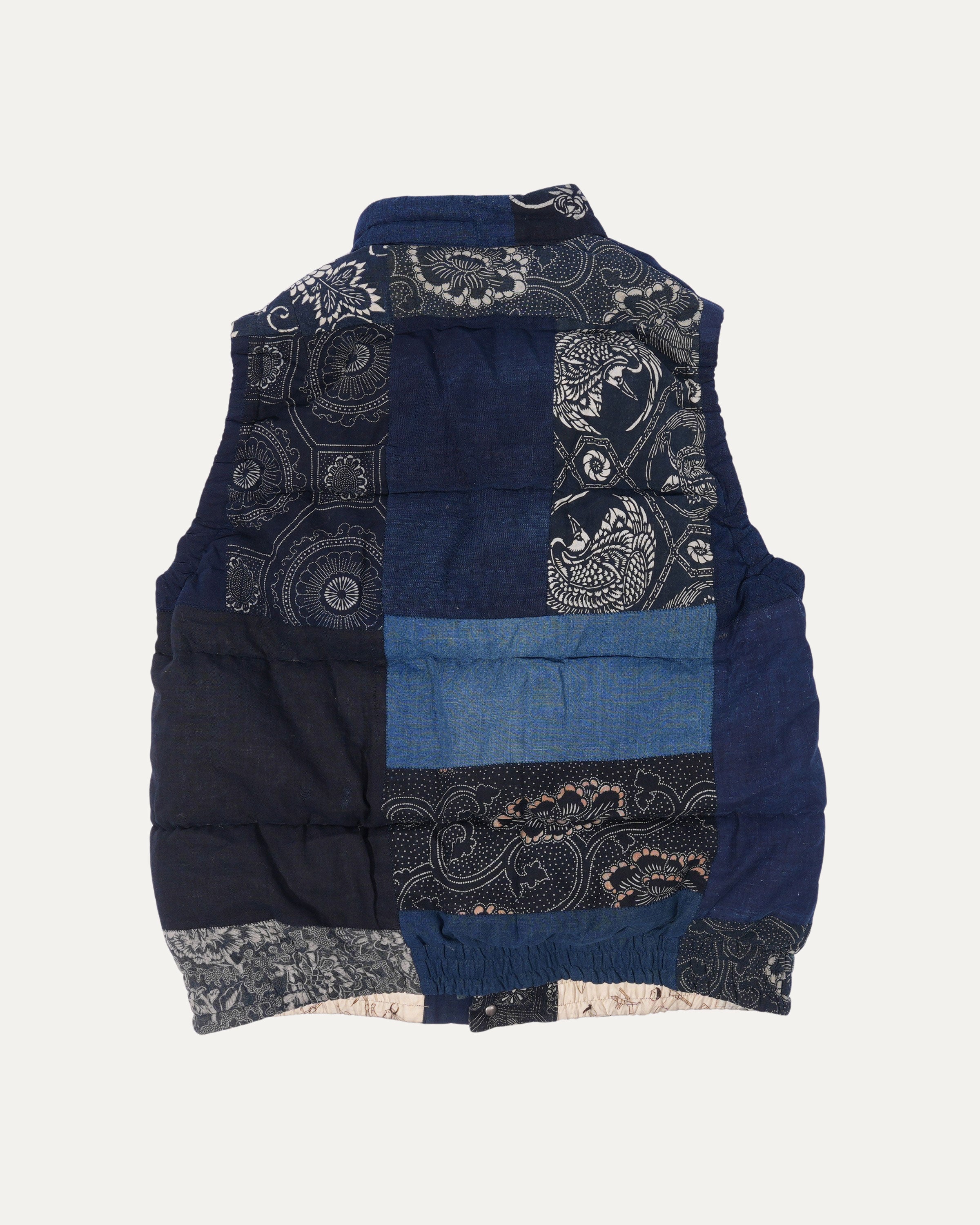 Indigo Kerchief Patchwork Down Vest