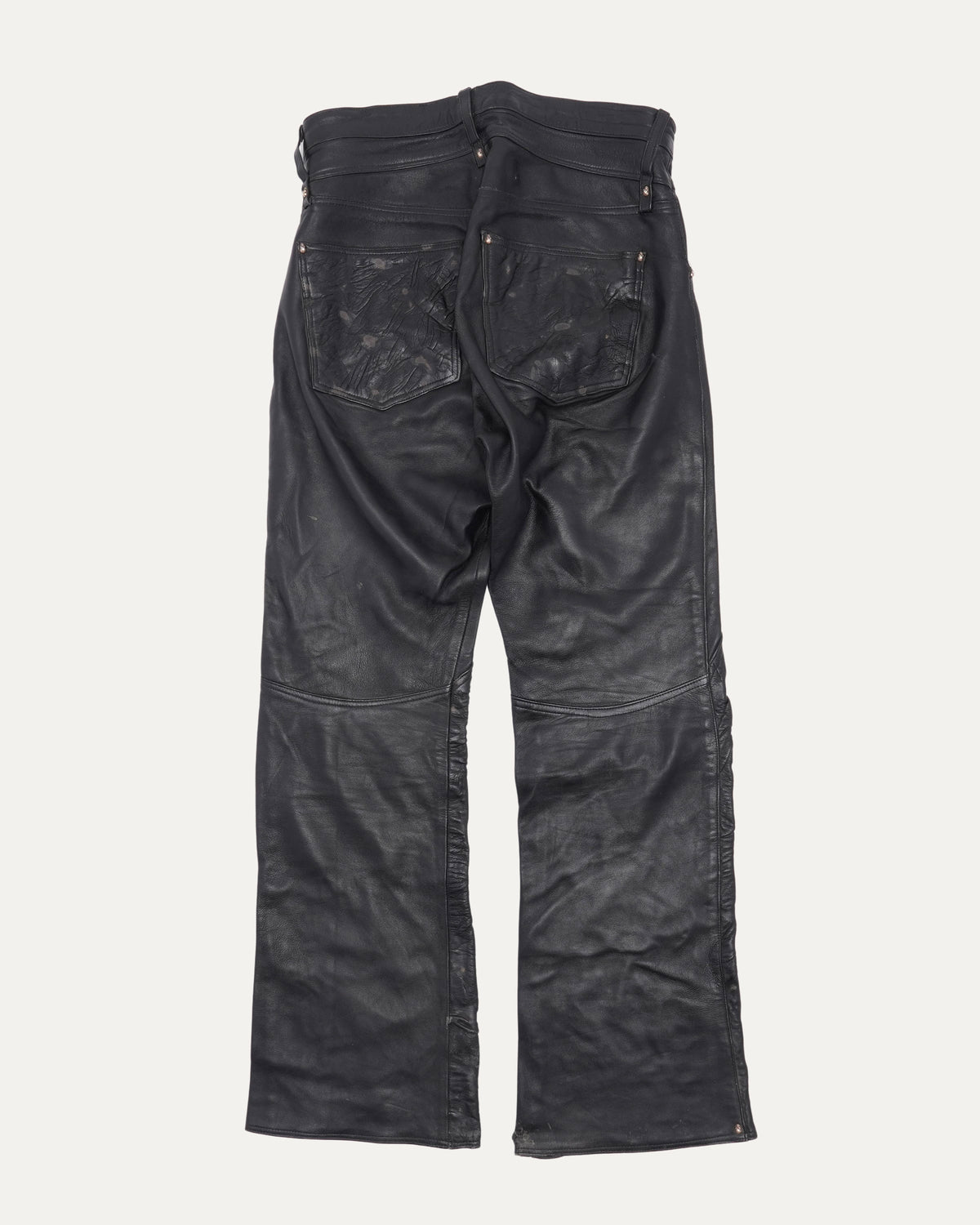 Contrast Panel Leather Pants