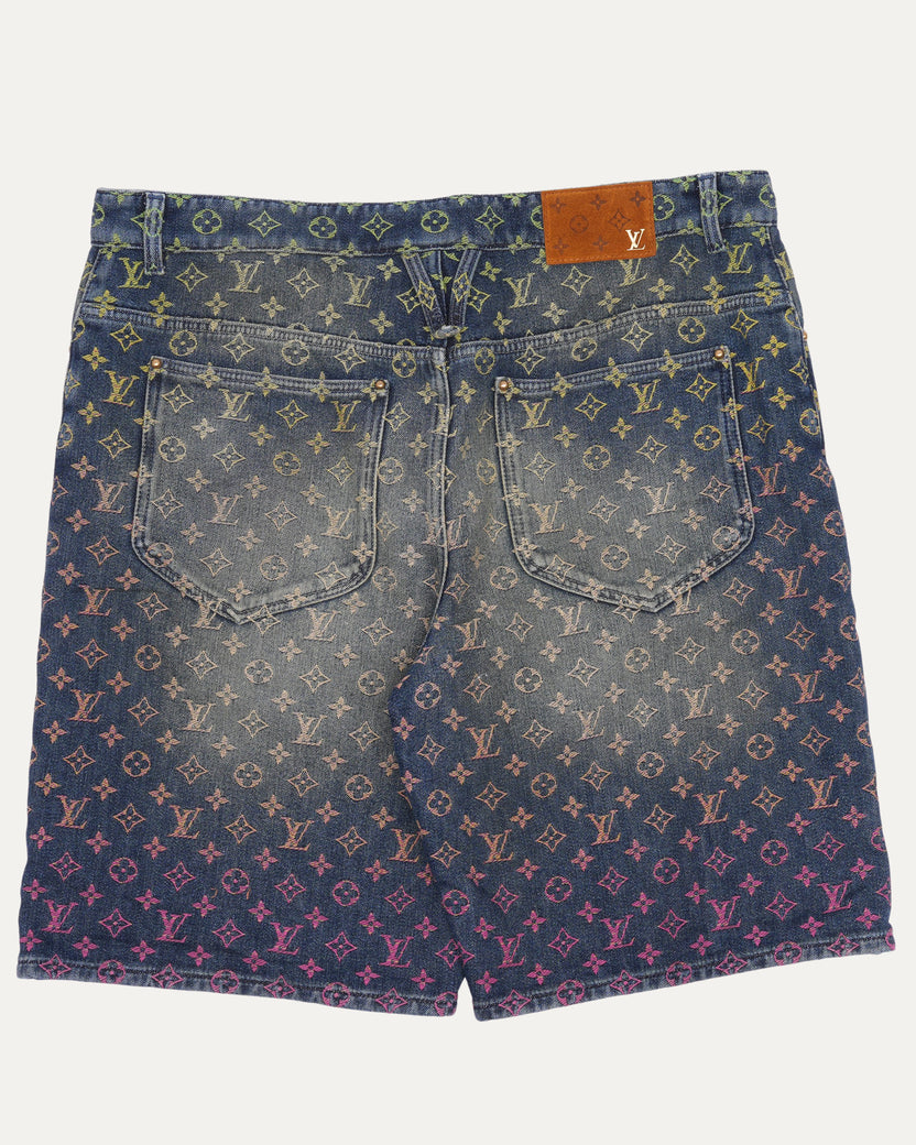 Rainbow Monogram Denim Shorts