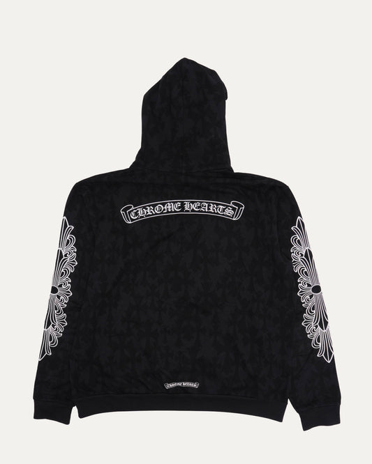 Cross Print Monogram Horseshoe Logo Hoodie