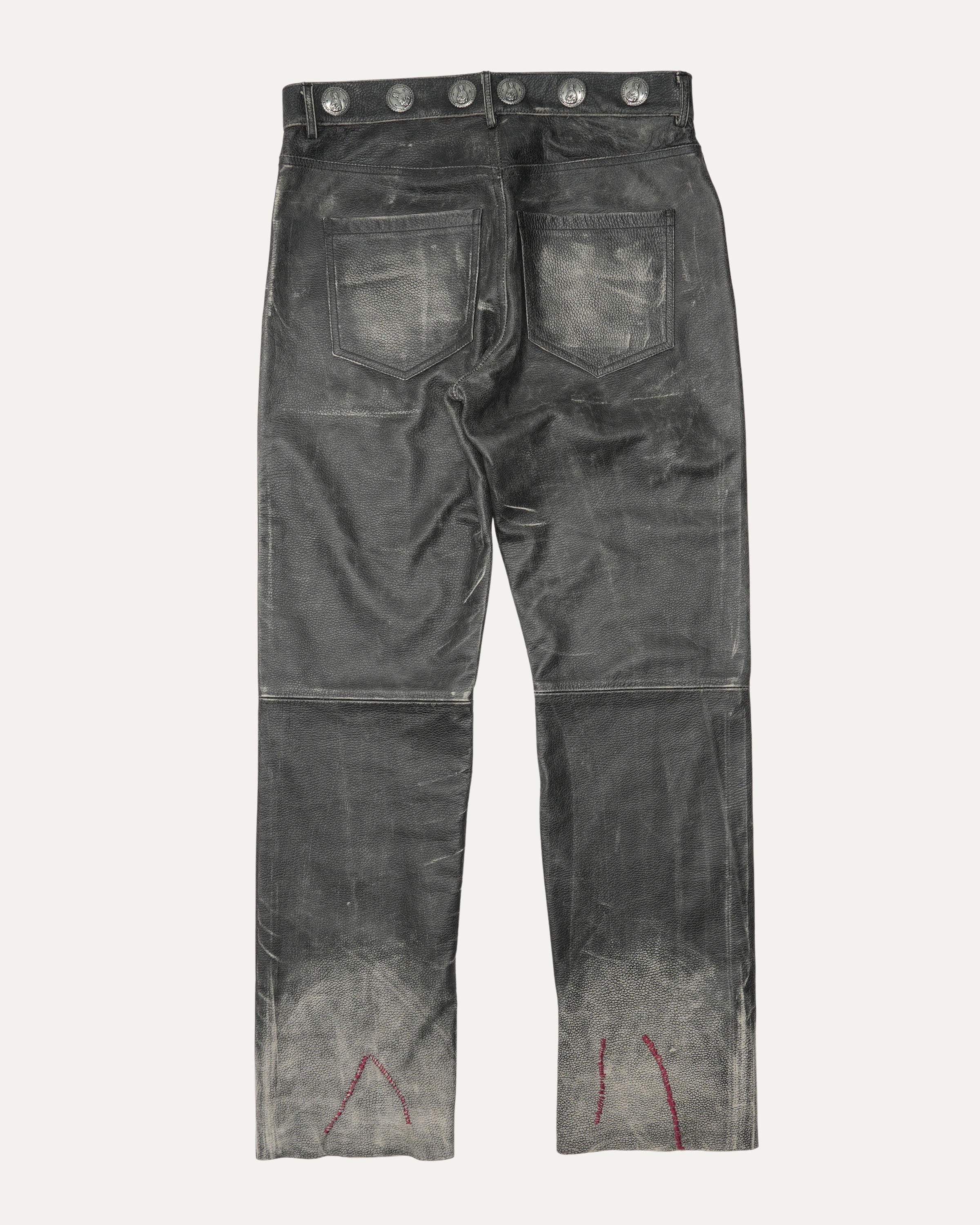 Russian Jesus Repaired Leather Flare Pants