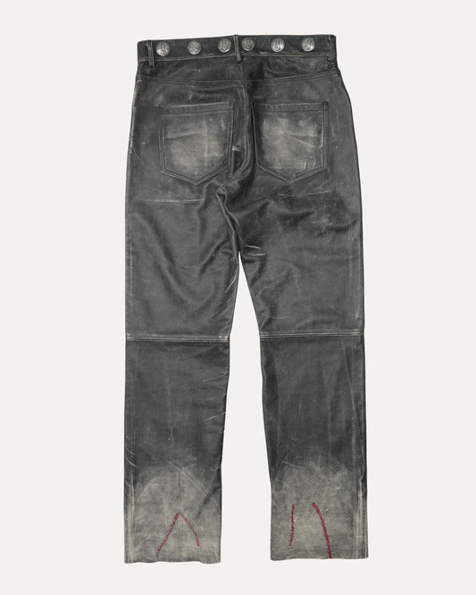 Russian Jesus Repaired Leather Flare Pants