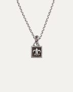 Framed Fleur Pendant on Roll Chain