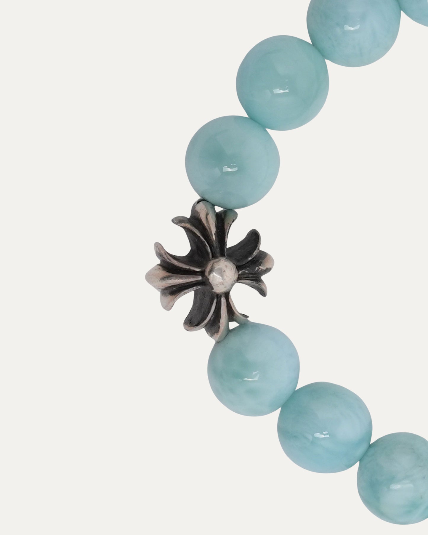 6mm Larimar Plus Cross Bead Bracelet