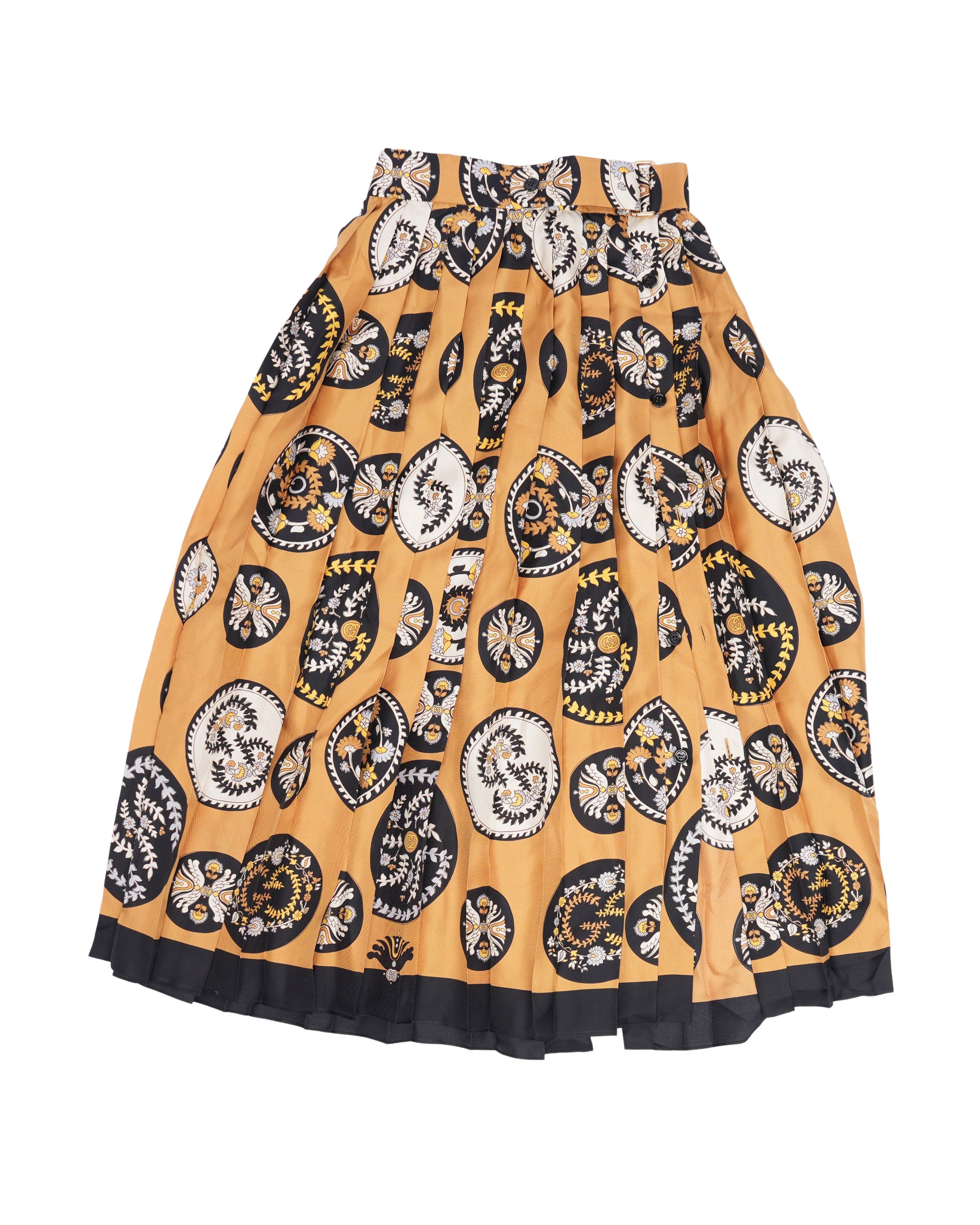 Printed Pleated Midi Skirt