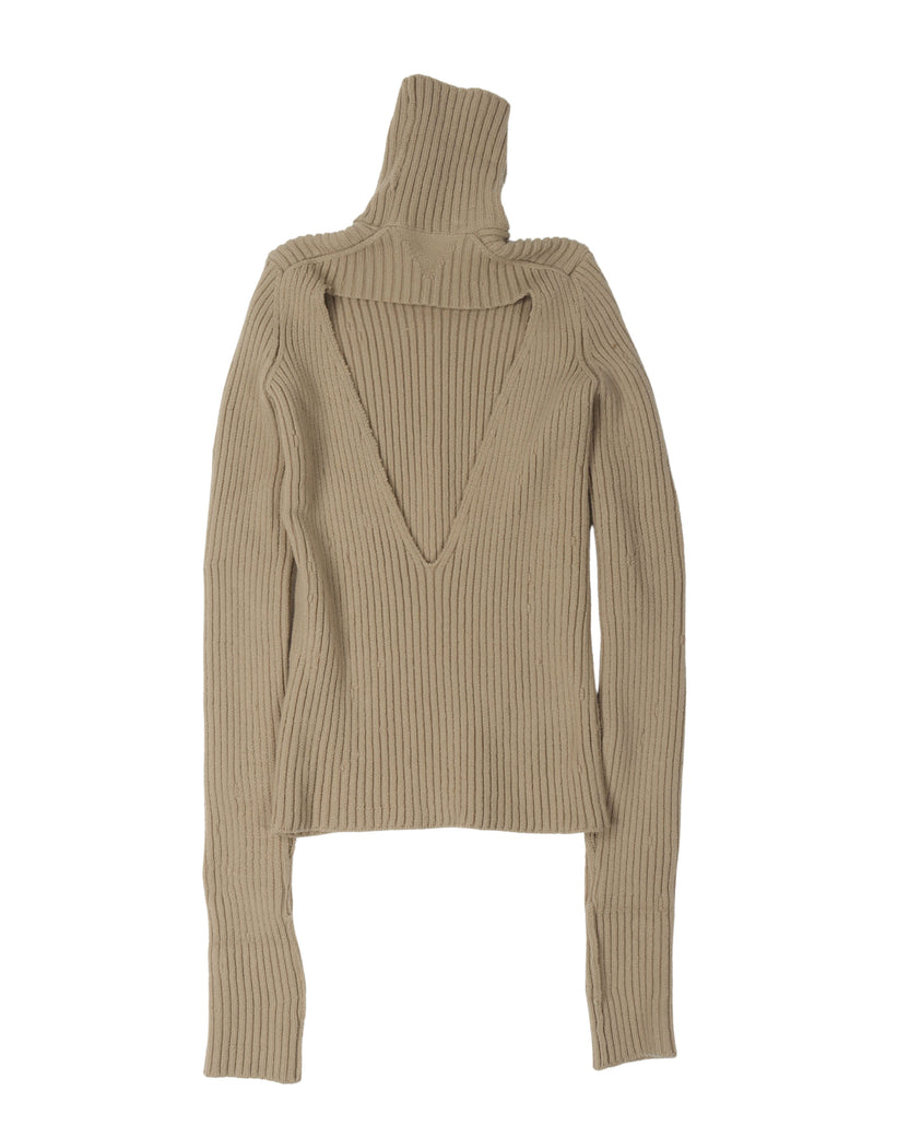 Ribbed Cutout Turtleneck Sweater
