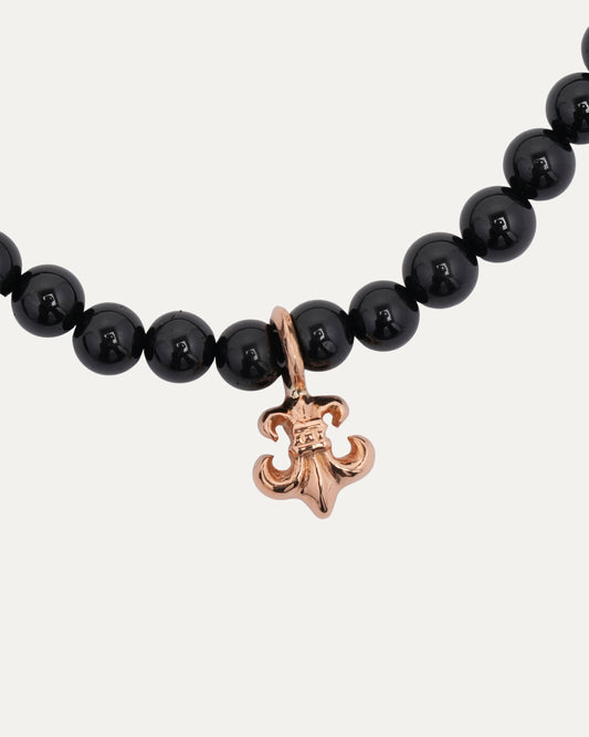 Medium 22k Gold Onyx Fleur Bead Bracelet