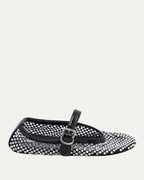 Rhinestone Embellished Mesh Mary Jane Flats