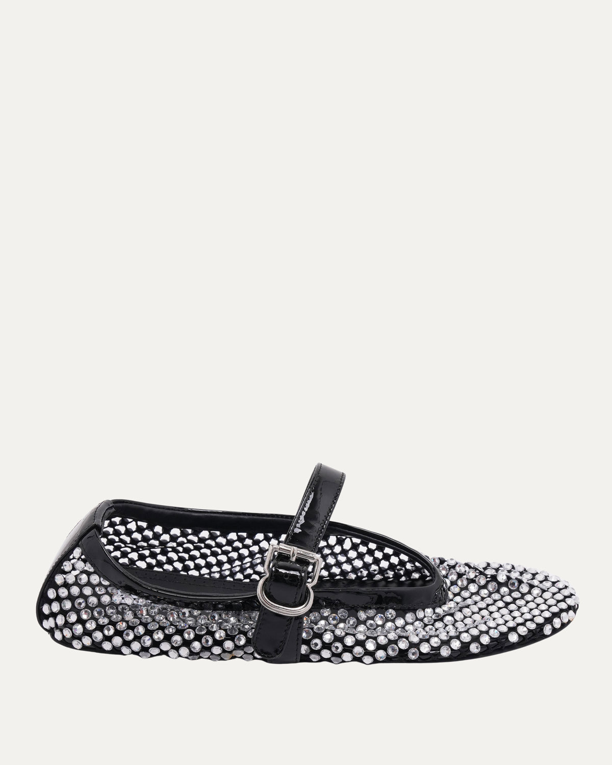 Rhinestone Embellished Mesh Mary Jane Flats