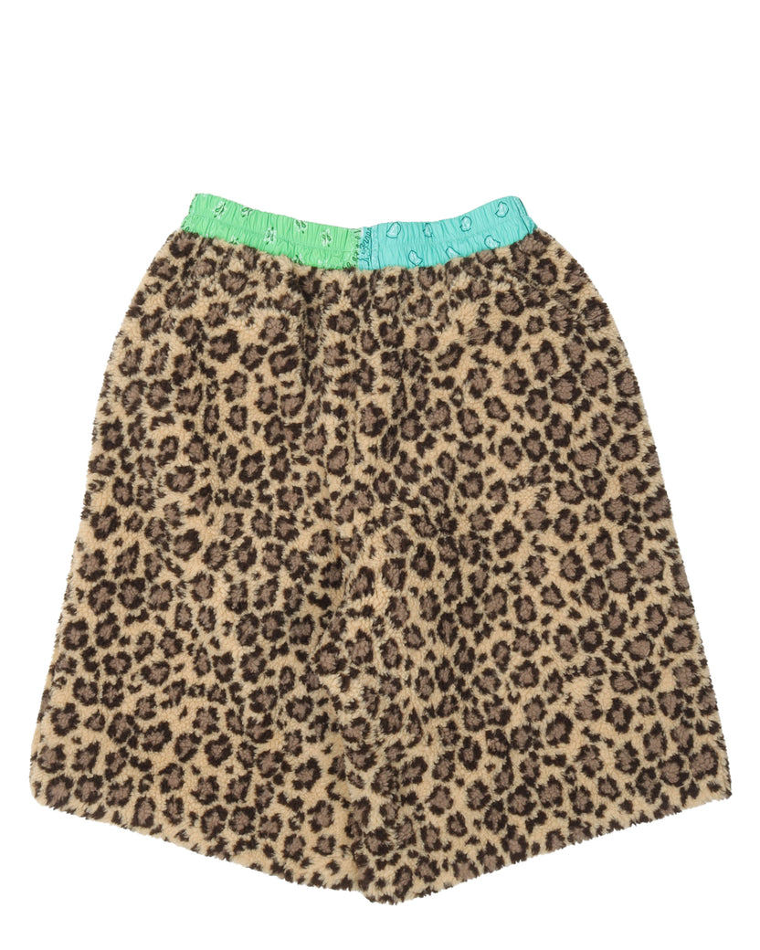 Leopard Print Fleece Shorts