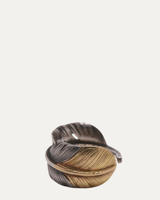 Silver and Gold Feather Ring