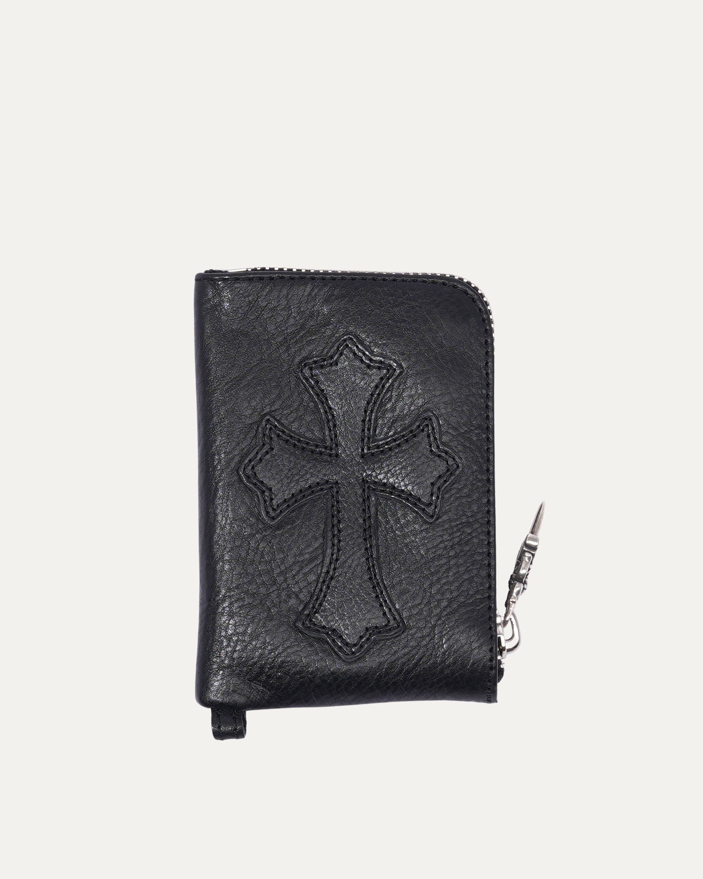 Leather Cross Patch Zip Wallet