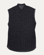 Sleeveless Beaded Band Collar Shirt