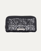 Quilted Cross Patch Long Zip Wallet