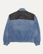Leather Intrecciato Yoke Denim Trucker Jacket