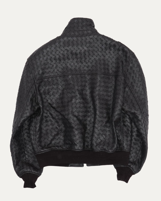 Intrecciato Leather Bomber Jacket