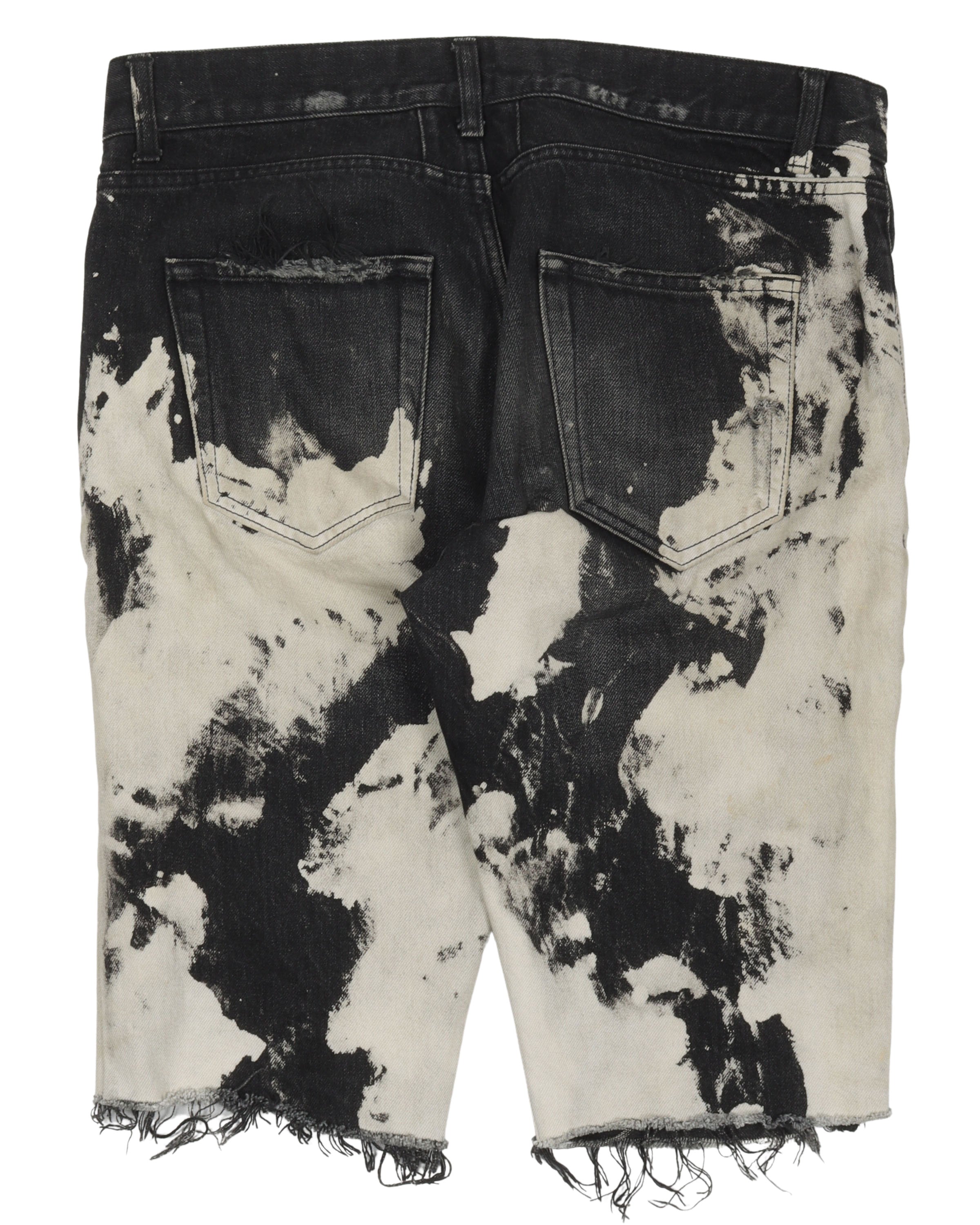 Bleached Cut Denim Shorts