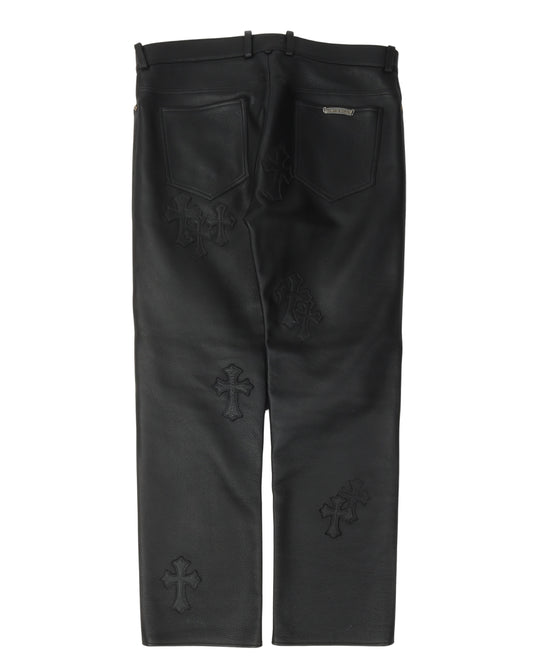 Fleur Knee Leather Cross Patch Pants