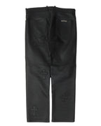 Fleur Knee Leather Cross Patch Pants