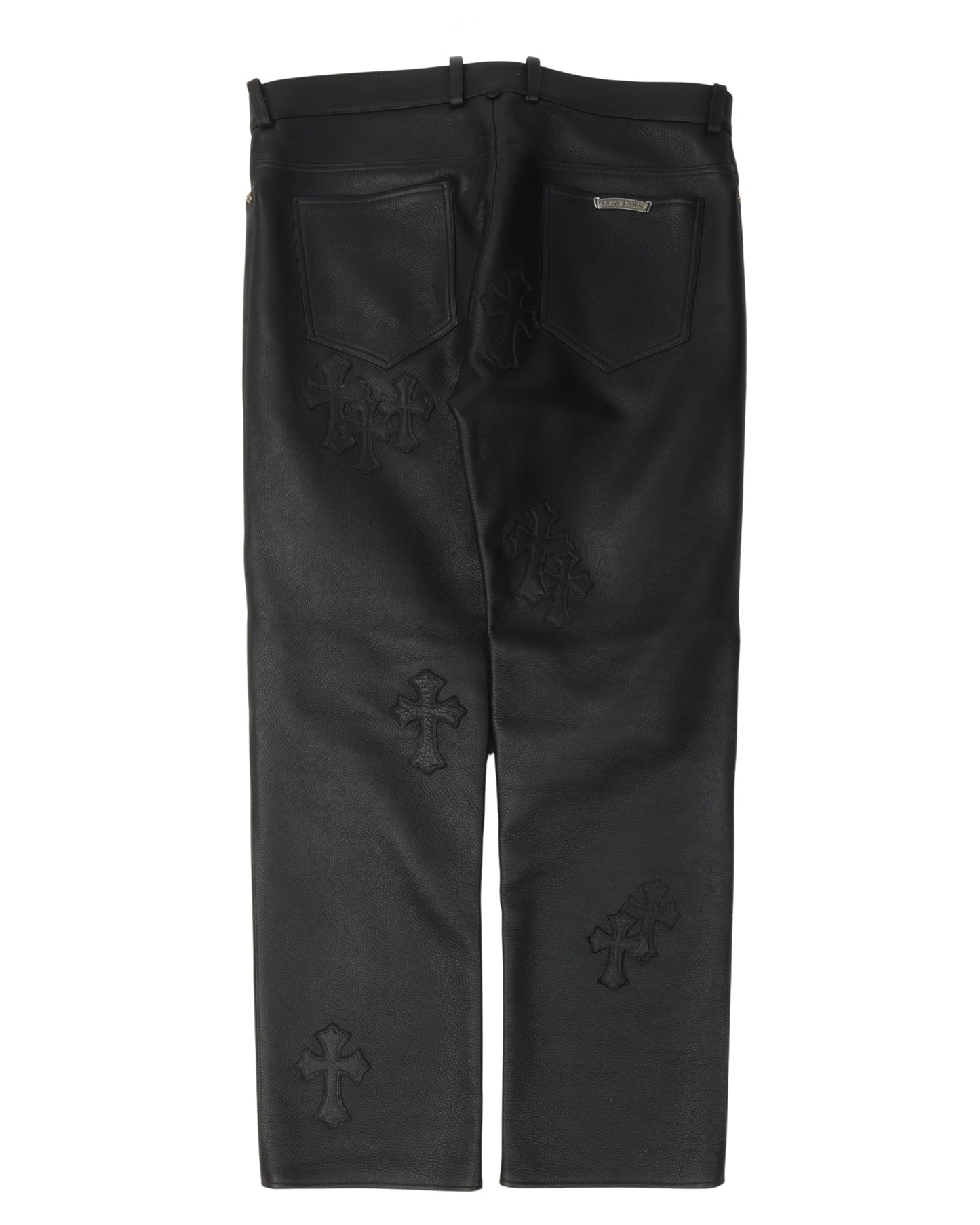 Fleur Knee Leather Cross Patch Pants