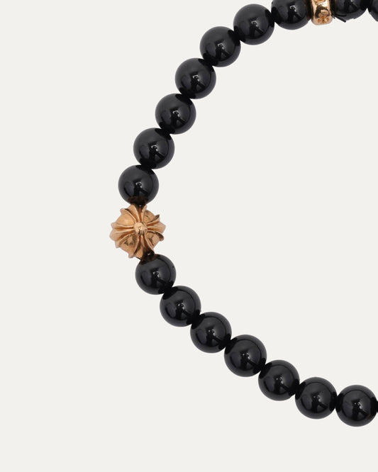 Gold Cross Multi Charm Bead Bracelet