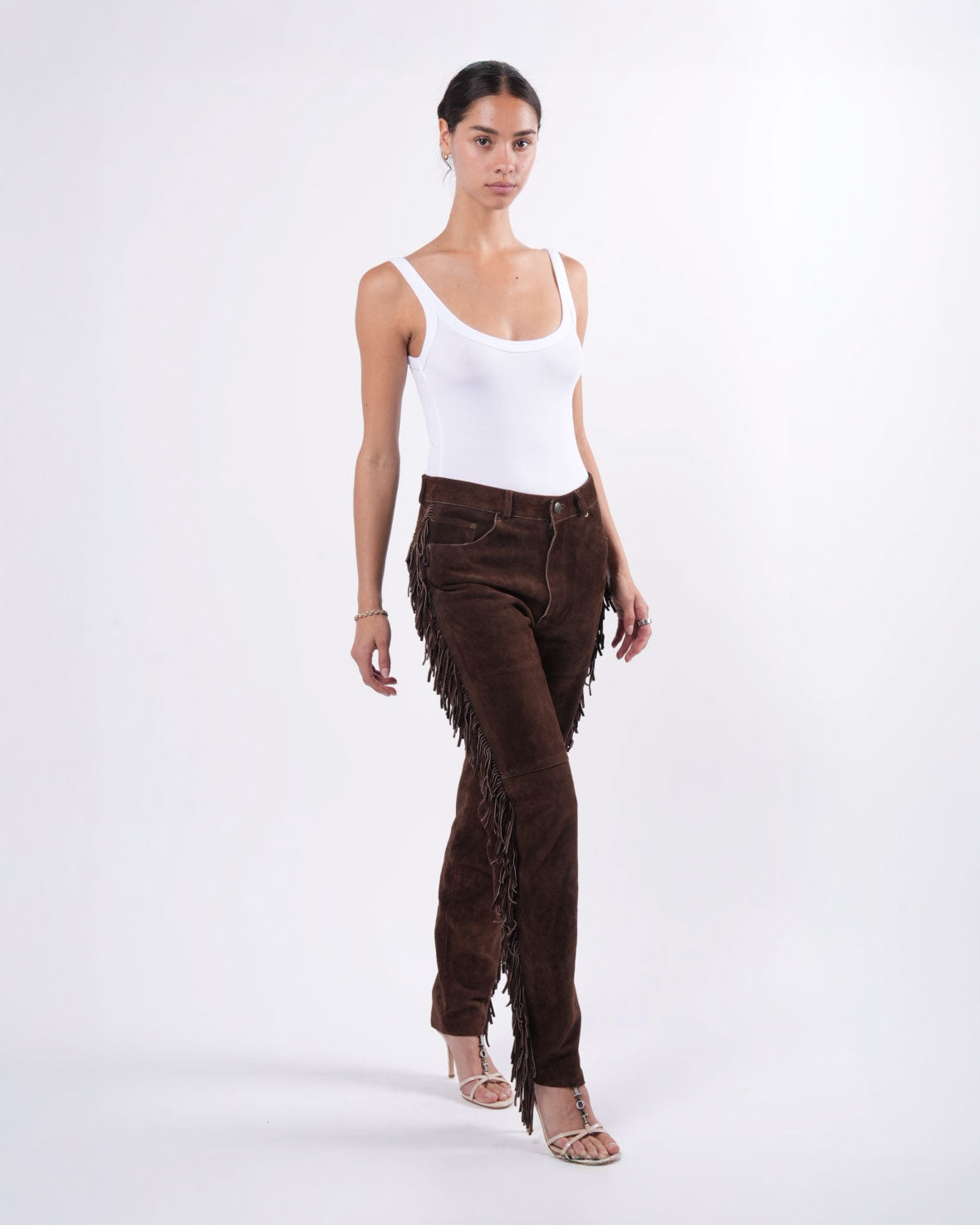 Suede Fringed Pants