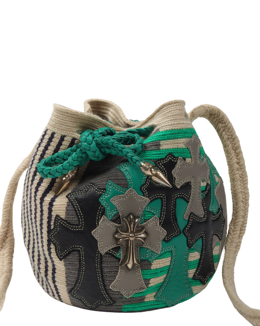 Guanabana Silver Embellished Cross Patch Bag