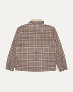 Shearling Collar Zip Up Flannel Jacket