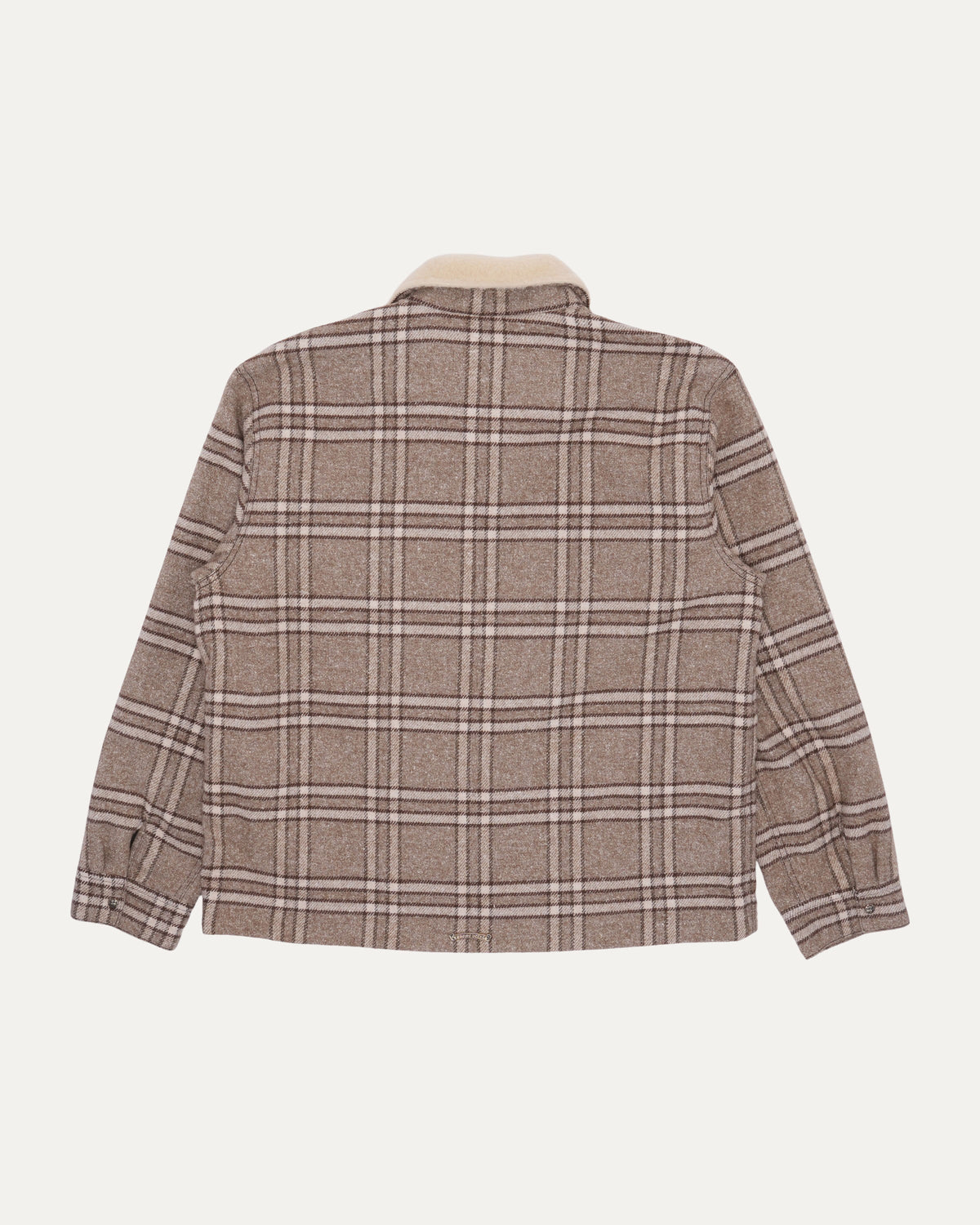 Shearling Collar Zip Up Flannel Jacket