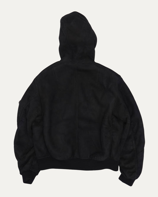 Shearling Hooded Bomber Jacket
