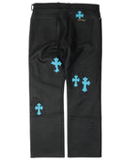 Cross Patch Leather Pants