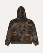 Camouflage Horseshoe Floral Cross Patch Zip Hoodie