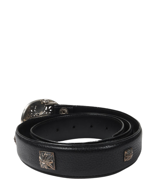 Studded Belt with Oval Cross Buckle