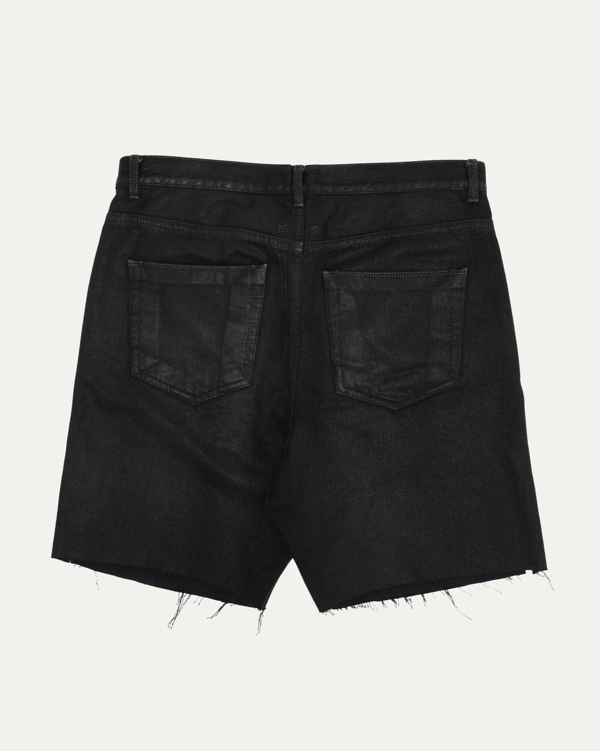 Sphinx Cut Raw Hem Denim Shorts