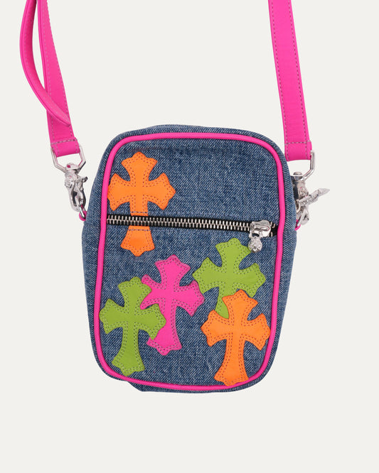 Cross Patch Denim Cross Body Taka Bag