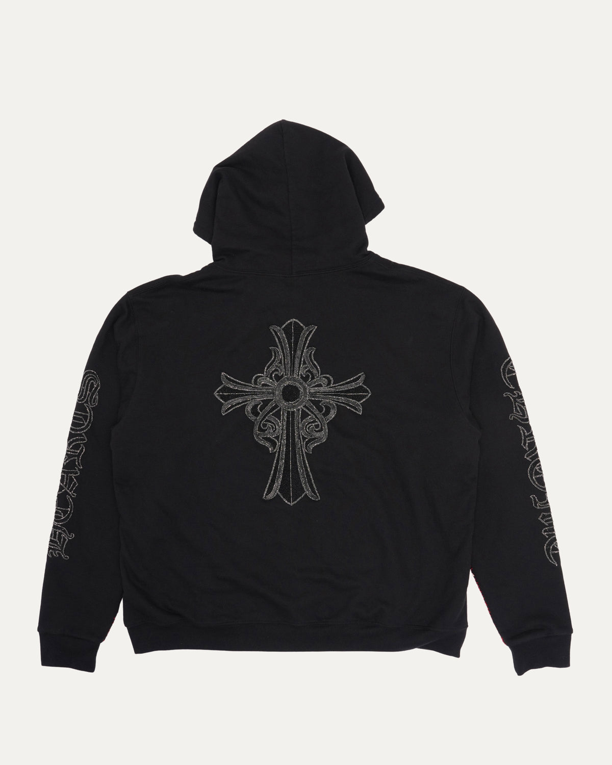 Paris Exclusive Beaded Vertical Logo Thermal Zip Up Hoodie