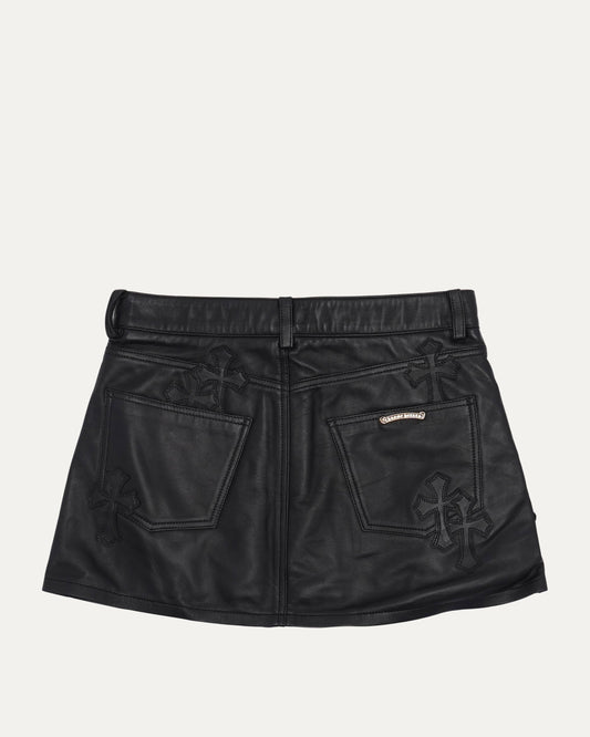 Cross Patch Leather Skirt
