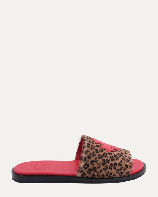 Plus Cross Patch Leopard Slides