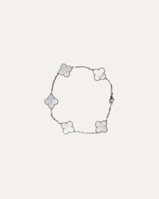 White Gold Mother of Pearl Vintage Alhambra Bracelet
