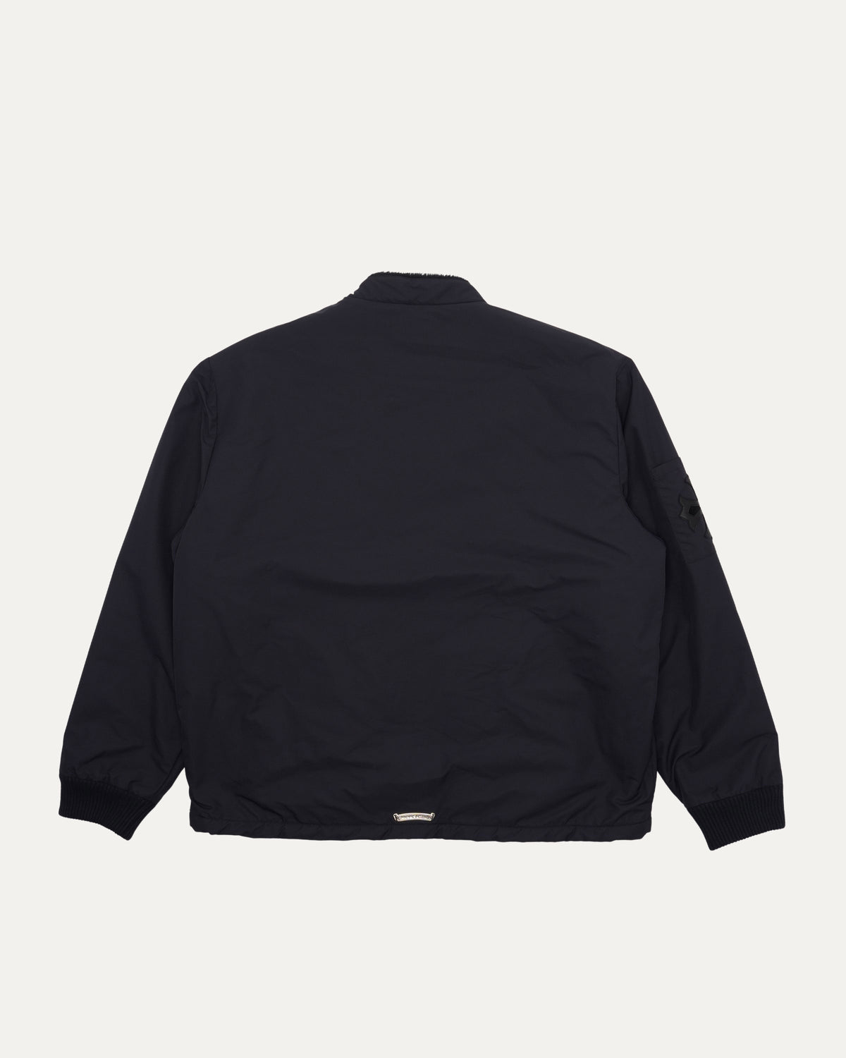 Faux Fur Lined Cobra Cross Patch Racing Jacket