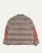 Suede Accented Puffer Bomber Jacket