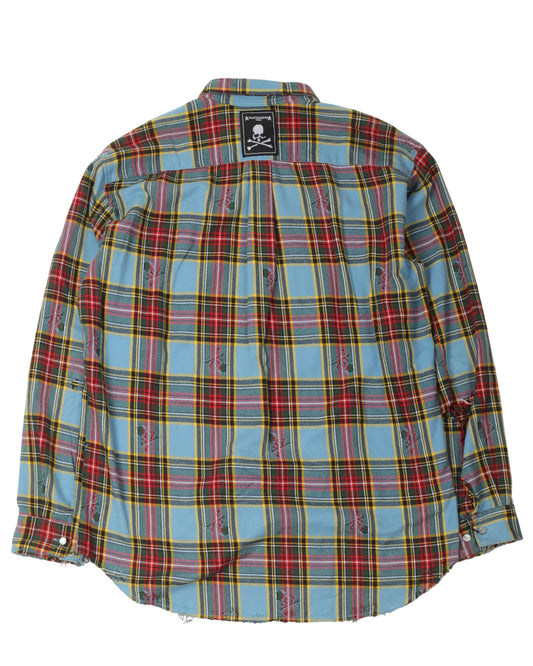 Distressed Cotton Flannel Shirt