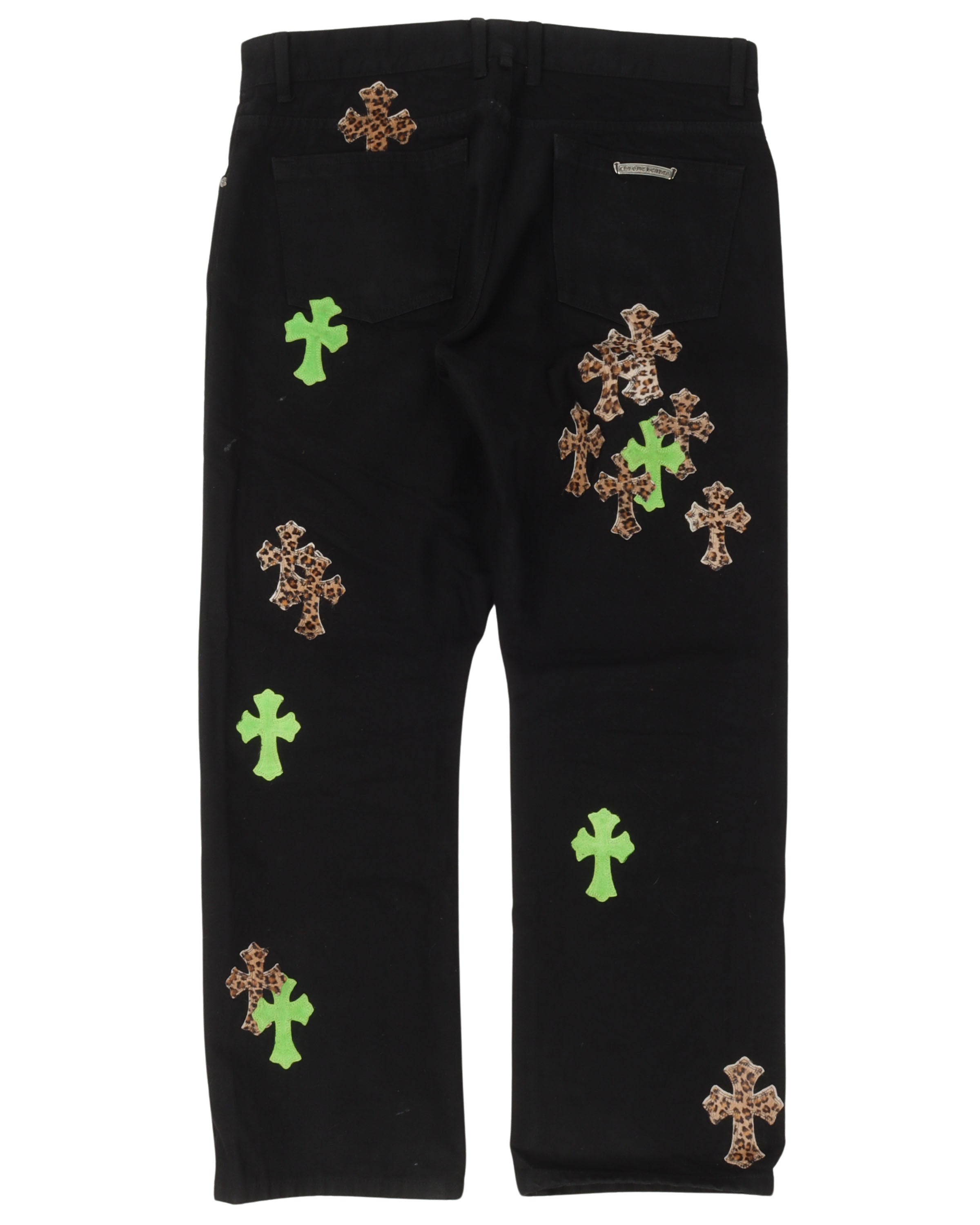 Leopard Cross Patch Jeans w/ 35 Cross Patches