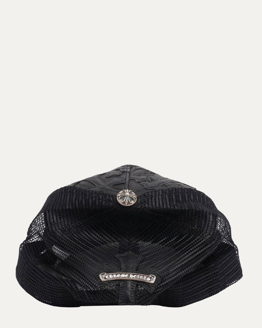 Leather Cross Patch Trucker Hat