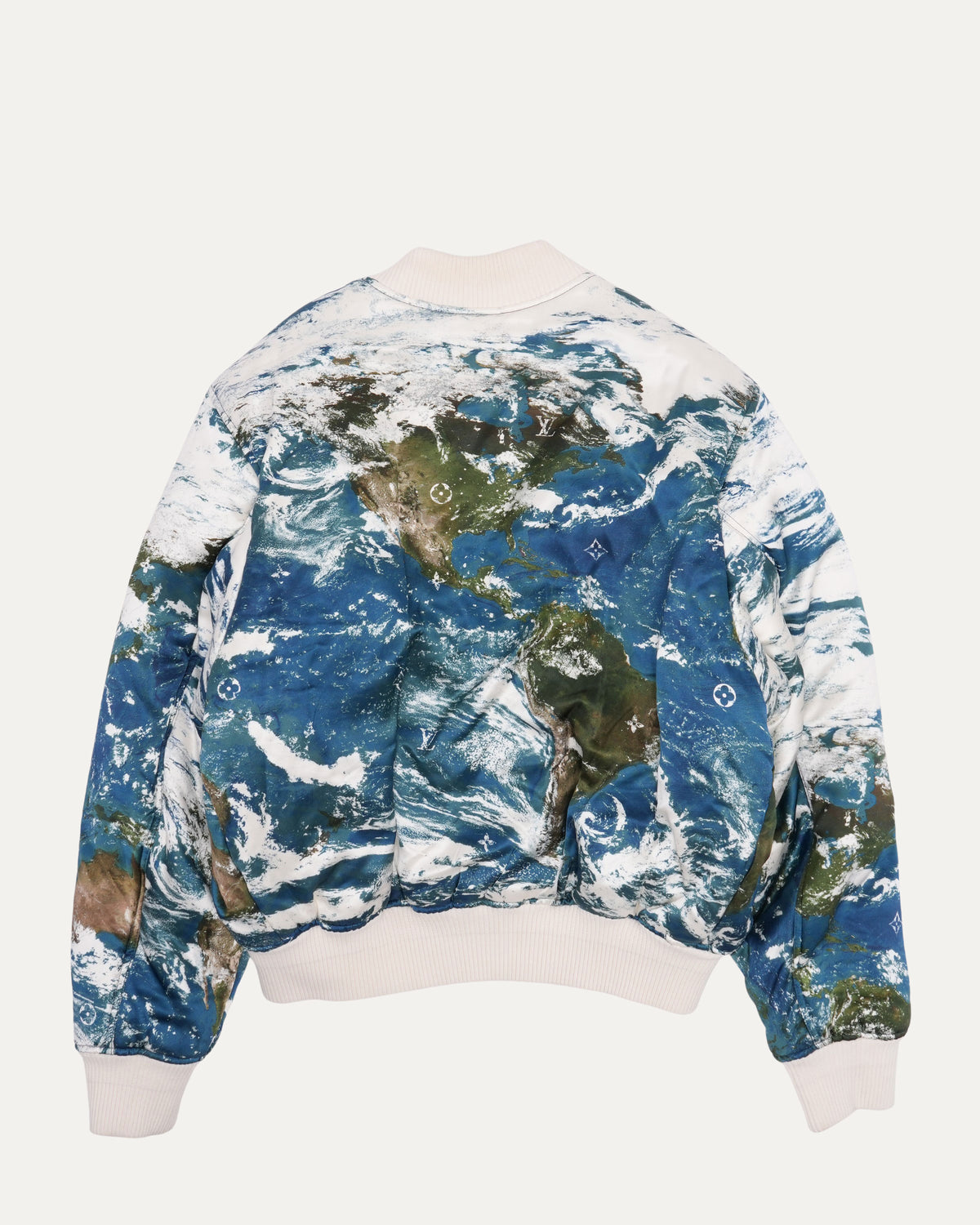 Earth Map Silk Blend Bomber Jacket