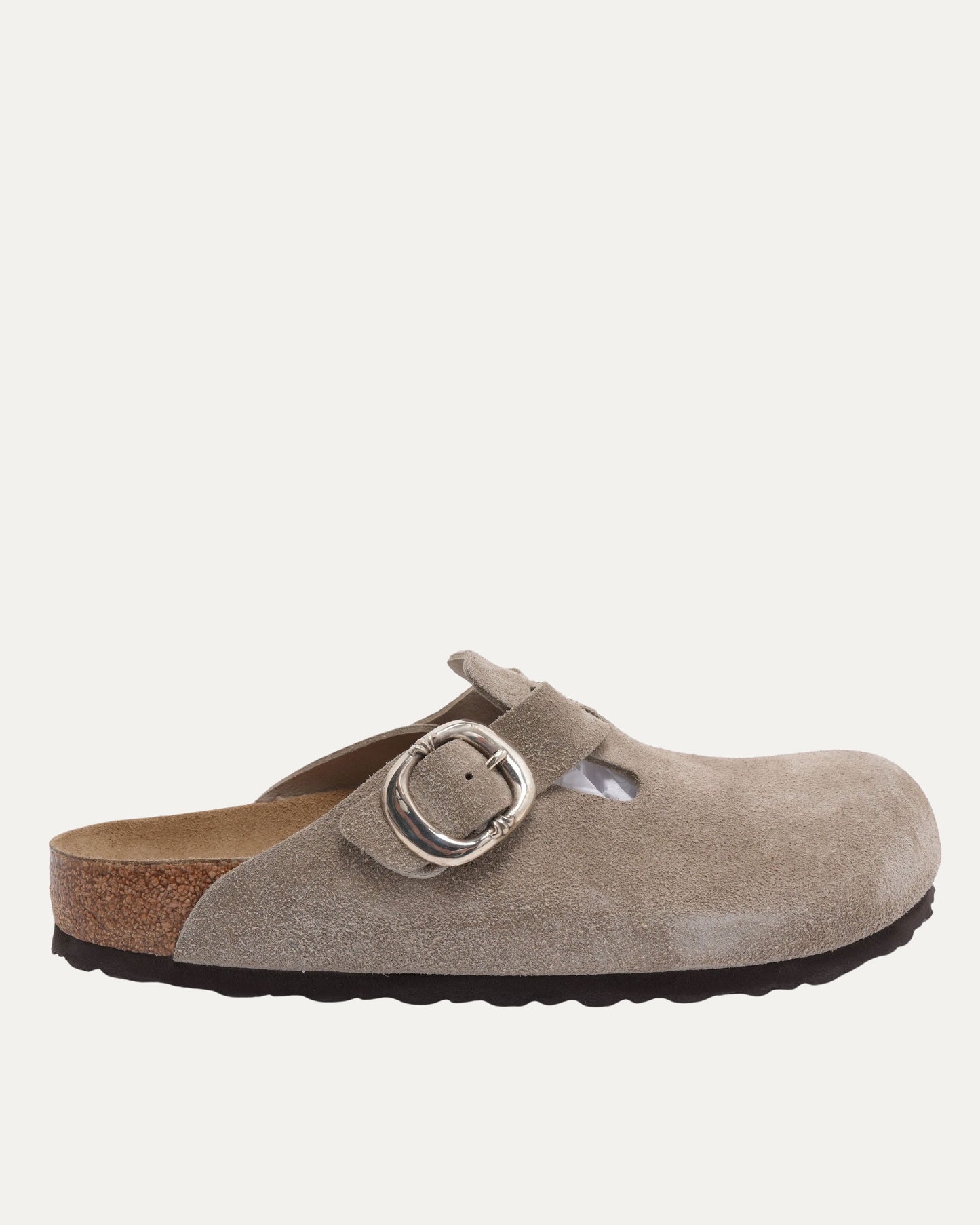 Cross Embellished Birkenstock Boston Suede Mule