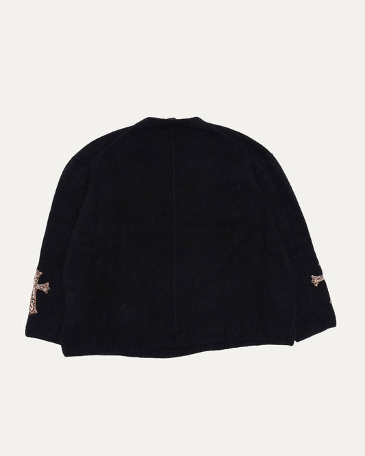 Pony Hair Cross Patch Cashmere-Silk Blend Sweater