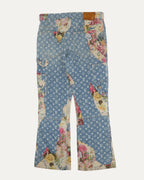 Floral Monogram Boro Double Knee Flared Jeans